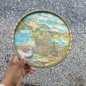 Source Unknown Michigan Souvenir Tray with Multicolor Design